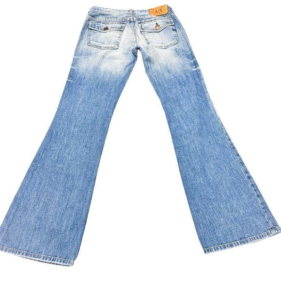 Armani Exchange Parras Dark Stone Light Wash Wide Leg Denim Jeans Size 2 Short - Picture 3 of 8